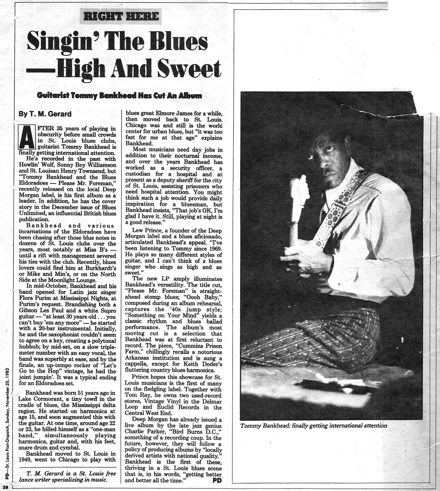 Singin' The Blues - High And Sweet, T. M. Gerard, Post Dispatch, 11-20-1983
